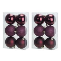 Cosy & Trendy Kerstballen - 18x st - bordeaux rood - 8 cm - kunststof - kerstversiering
