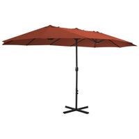 The Living Store Parasol Terracotta - 460x270x246cm - UV-beschermend polyester - Stevige kruisvoet - Aluminium paal