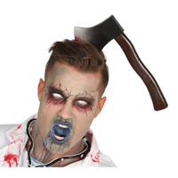 Halloween/horror diadeem - bloederige hakbijl - kunststof - verkleedaccessoires - thumbnail