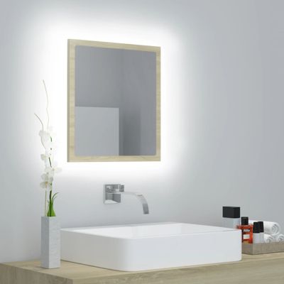 VidaXL Badkamerspiegel led 40x8,5x37 cm acryl sonoma eikenkleurig