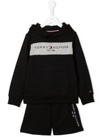 Tommy Hilfiger Junior ensemble short-hoodie à logo brodé - Noir