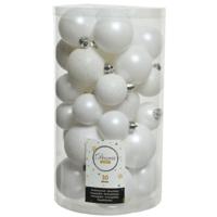 Decoris kerstballen - 30x st - wit - 4-5-6 cm - kunststof