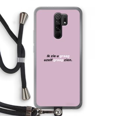 uzelf graag zien: Xiaomi Redmi 9 Transparant Hoesje met koord