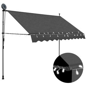 VidaXL Luifel handmatig uitschuifbaar met led 300 cm antracietkleurig