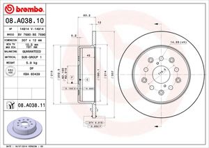 Remschijf BREMBO, Remschijftype: Massief, u.a. für Lexus, Toyota