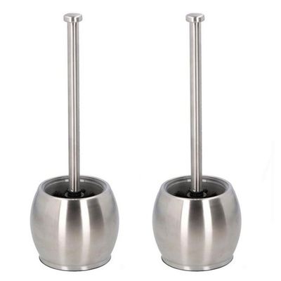 Set van 2x wc/toiletborstels met houder rond bol 37 cm van Rvs