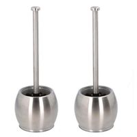 Set van 2x wc/toiletborstels met houder rond bol 37 cm van Rvs