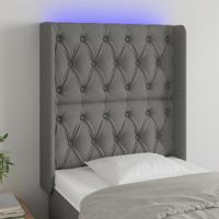 Hoofdbord LED 83x16x118/128 cm stof donkergrijs
