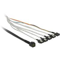 DeLOCK cable mini sas hd sff-8643 > 4 x sata 7 pin, 0,5m kabel (83315, + sideband)