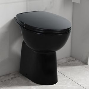 VidaXL Toilet verhoogd 7 cm soft-close randloos keramiek zwart