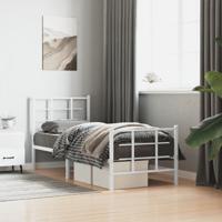 Bedframe met hoofd- en voeteneinde metaal wit 75x190 cm