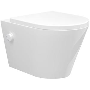 Wandcloset Wiesbaden Vesta | 52 cm | Rimless | Bidet functie-warm en koud water | Incl.Toiletzitting | Keramiek | Glans wit