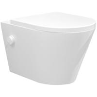 Wandcloset Wiesbaden Vesta | 52 cm | Rimless | Bidet functie-warm en koud water | Incl.Toiletzitting | Keramiek | Glans wit Wandcloset Wiesbaden Vesta | 52 cm | Rimless | Bidet functie-warm en koud water | Incl.Toiletzitting | Keramiek | Glans wit