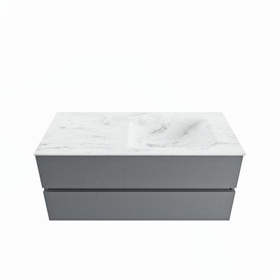 MONDIAZ VICA-DLUX 110cm badmeubel onderkast Plata 2 lades. Inbouw wastafel CLOUD rechts 1 kraangat, kleur Opalo.