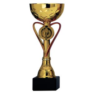 Luxe trofee/prijs beker - goud met rood hart - kunststof - 20 x 8 cm