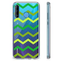 Huawei P30 Lite Doorzichtige Silicone Hoesje Zigzag Groen - thumbnail