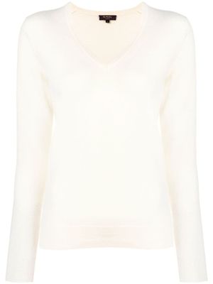 N.Peal pull à col v - Blanc