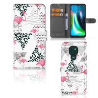Motorola Moto G9 Play | E7 Plus | Telefoonhoesje | Met pasjeshouder | Flamingo Triangle