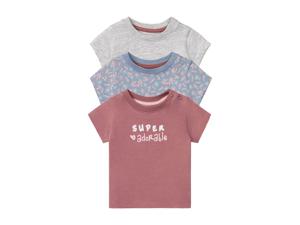 lupilu 3 baby T-shirts (74/80, Roze/blauw/grijs)