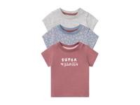 lupilu 3 baby T-shirts (86/92, Roze/blauw/grijs)