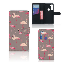 Motorola G8 Power Telefoonhoesje met Pasjes Flamingo