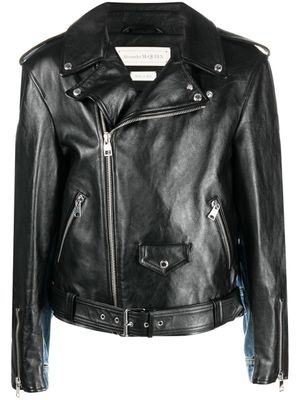 Alexander McQueen veste de moto à empiècements contrastants - Noir