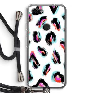 Cheetah color: Pixel 3a Transparant Hoesje met koord