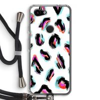 Cheetah color: Pixel 3a Transparant Hoesje met koord
