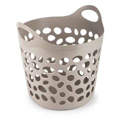 Flexibele wasmand/opbergmand - rond - beige - 35 liter - D40 x H39 cm