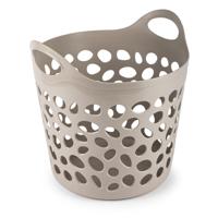Flexibele wasmand/opbergmand - rond - beige - 35 liter - D40 x H39 cm