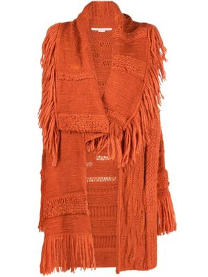 Stella McCartney manteau asymétrique à franges - Orange