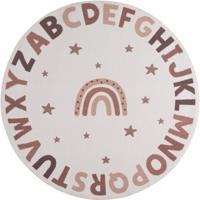 Kindervloerkleed Rond ABC COCO Crème - Educatief Speelkleed voor Babykamer & Kinderkamer