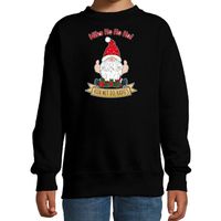 Bellatio Decorations kersttrui/sweater voor kinderen - Kado Gnoom - zwart - Kerst kabouter 14-15 jaar (170/176)  -