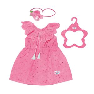 BABY born trendy bloemenjurk - 43 cm - roze