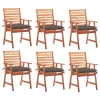 Tuinstoelen 6 st met kussens massief acaciahout