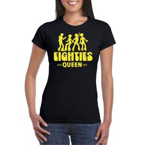Bellatio Decorations Verkleed shirt voor dames - eighties queen - zwart/geel - jaren 80 - carnaval 2XL  -