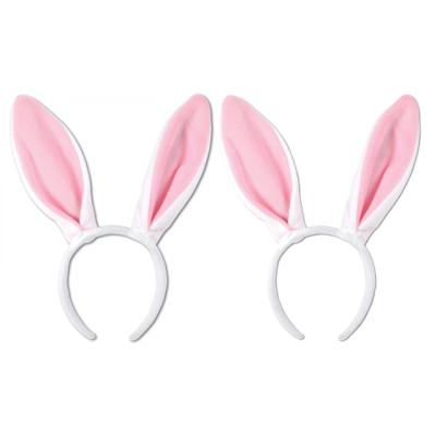 2x Konijn/Paashaas oren wit met roze voor volwassenen