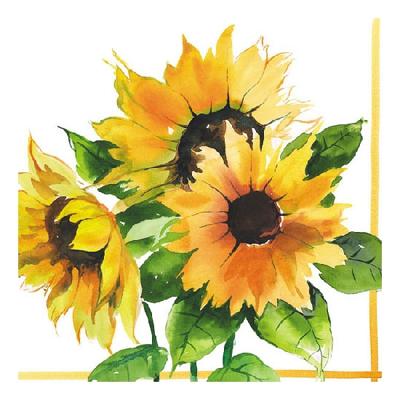 Servetten zonnebloemen thema - 60x - 33 x 33 cm - 3-laags papier - feestservetten bloemen
