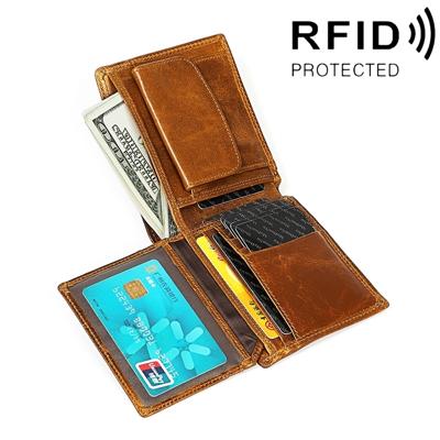8020 horizontale retro Crazy Horse textuur leer anti-magnetische RFID portemonnee Clutch tas voor mannen met kaartsleuven (geel-bruin)