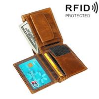 8020 horizontale retro Crazy Horse textuur leer anti-magnetische RFID portemonnee Clutch tas voor mannen met kaartsleuven (geel-bruin)