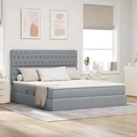 Opslag bed met matras Lichtgrijs 160 x 200 cm Nep Leer