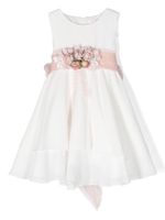 Mimilù robe à fleurs appliquées - Blanc