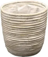Rotan plantenmand whitewash 15x14cm
