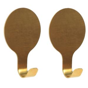 Plakhaakje rond - 2x stuks - goud - 6 x 2,5 x 10 cm - Zelfklevende ophang haakjes - RVS