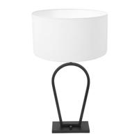 Steinhauer Zwarte schemerlampStang met witte chintz kap - 3504ZW