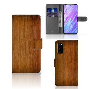 Samsung Galaxy S20 Book Style Case Donker Hout