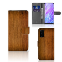 Samsung Galaxy S20 Book Style Case Donker Hout - thumbnail