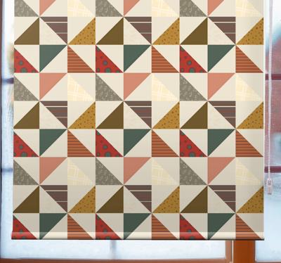 Retro patchwork geometrische rolgordijn keuken