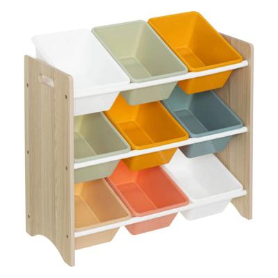 Opbergrek 3-laags met bakken - hout/kunststof - 60 x 30 x 66 cm - speelgoed - kinderkamer