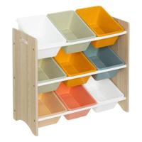 Opbergrek 3-laags met bakken - hout/kunststof - 60 x 30 x 66 cm - speelgoed - kinderkamer